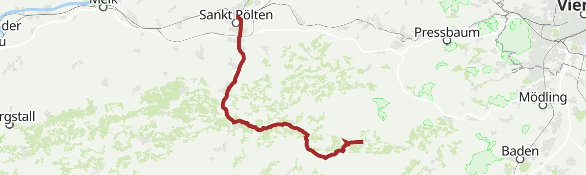 Route map: Traisental & Gölsental bis Kaumberg und retour
